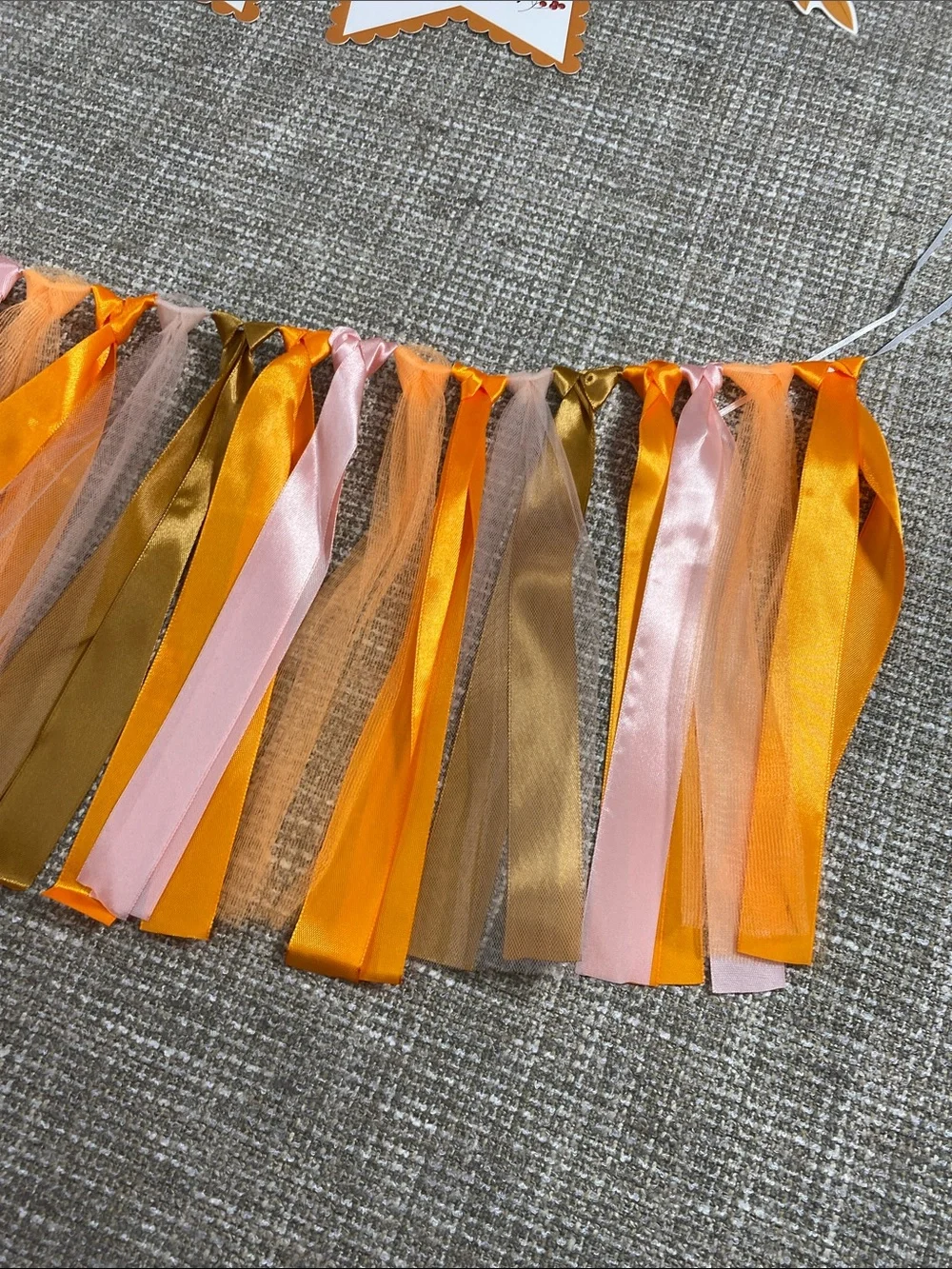 ONE Banner birthday Orange Ribbon Tassel Garland - Party Decoration nature fall